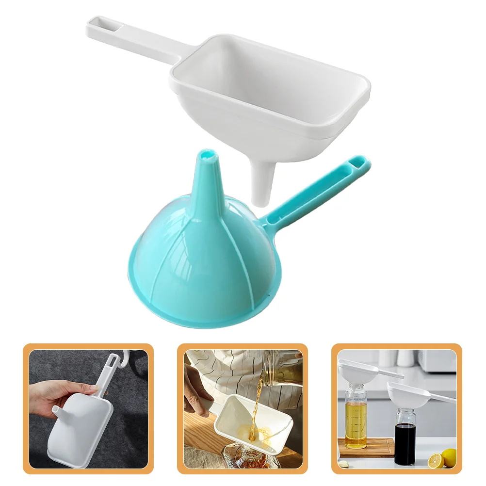 2 Pcs Flask Vinegar Oil Funnel Filing Bottle Transferring Wide Spout for Filling Bottles Plastic Mouth Cooking