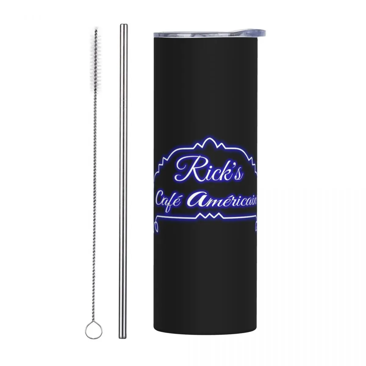 Ricks Cafe Americain Neon Sign Stainless Steel Tumbler Vacuum Insulated Mugs Thermal Cold Cup Straws With Lid 20oz