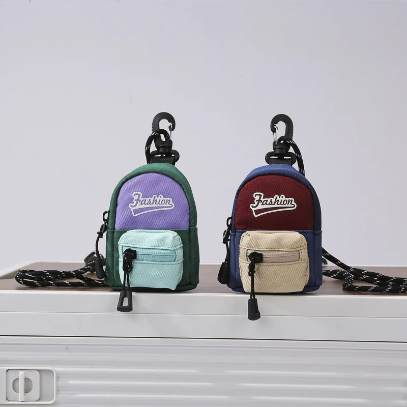 Мини-сумка на шею для мальчиков и девочек, милая нагрудная сумка с подвеской и несколькими карманами, детский студенческий подвесной кошелек на шею