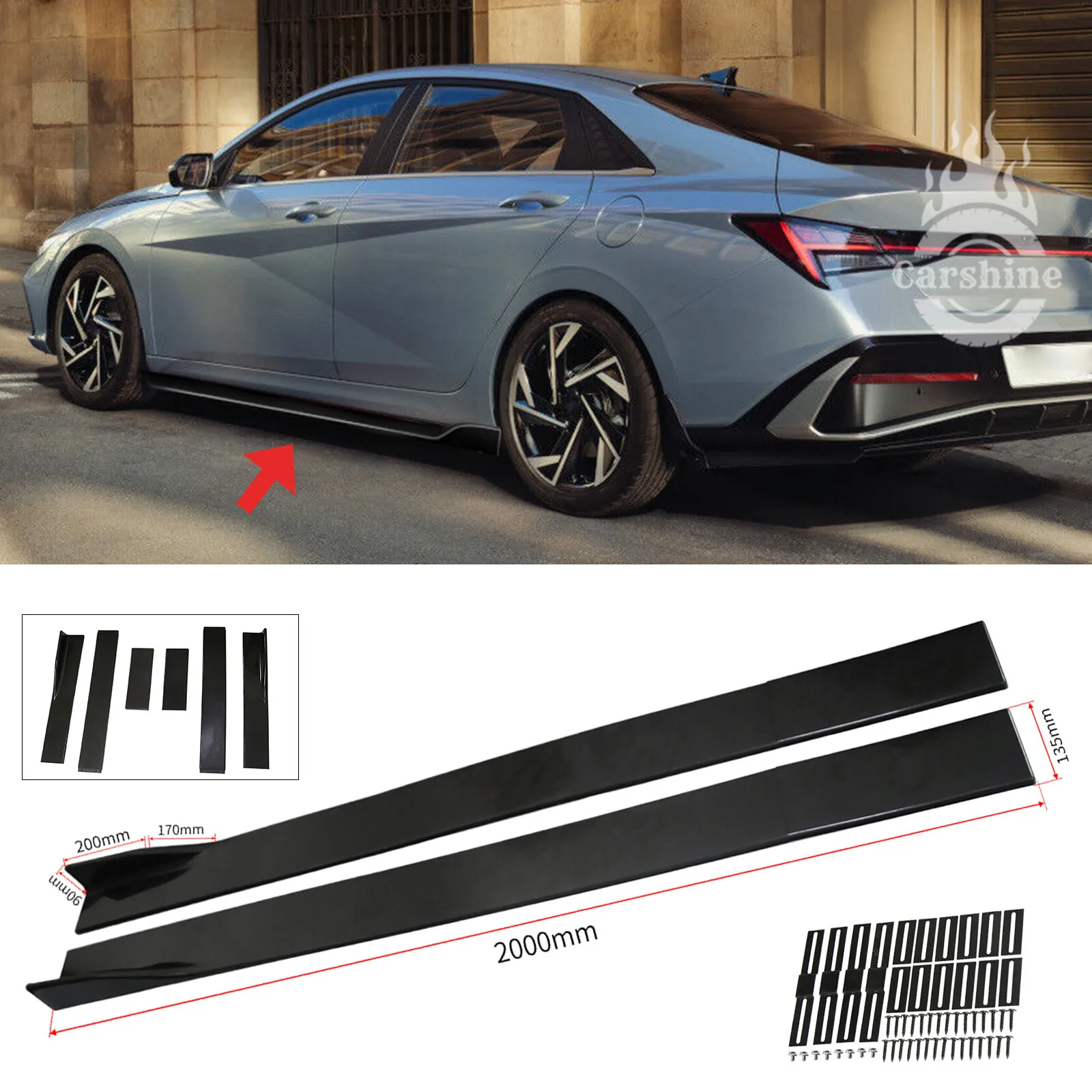 

Накладка-спойлер на пороги (78,7 дюйма) для Hyundai Elantra 2023