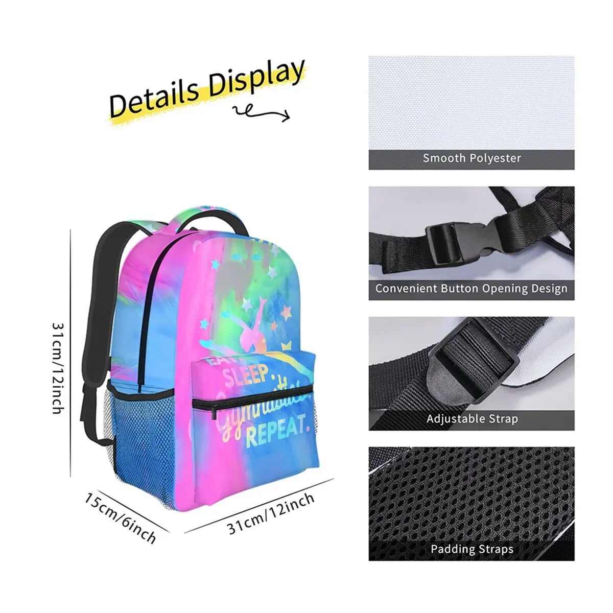 Yoga Dance School Backpack Best Gifts for Boys Girls 2D Flat Cartoon Waterproof Stylish Fashion Design for Children