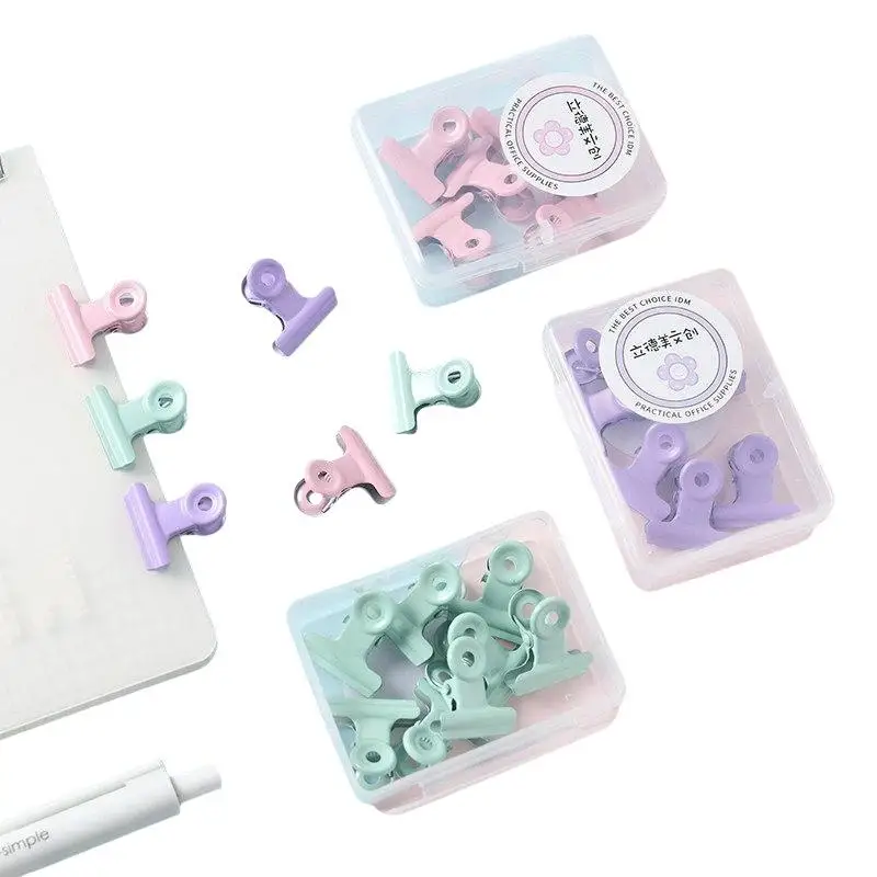 8PCS/Set Multiple Colors Vintage Metal Paper Clip Binder Clips Grip Clamps Ticket Paper Document Office School Stationery