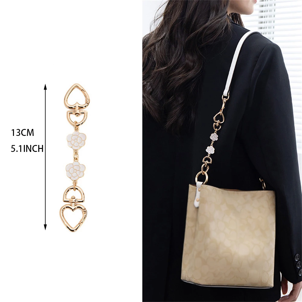 1PC Bag Extension Chain Crossbody Purse Heart-shaped Chain Strap Handbag Hanging Buckle DIY Chain Charm Shoulder Bag Accessories