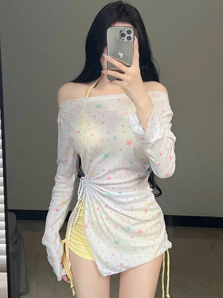 

Women's Two-Piece Swimsuit Pure Desire Sexy Hot Spring Bathing Suit Long Sve Beach Vaion High-End Feelings Flat Angle