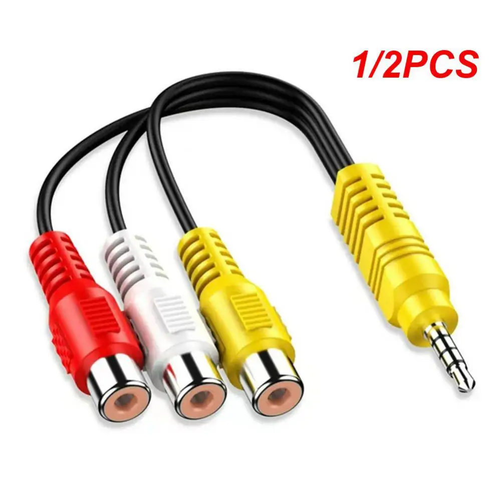 Adaptador de Audio y vídeo para TCL, Conector de 3,5mm, 3,5 Aux macho a 3 RCA hembra, Mini Aux, estéreo, AV, 1/2 piezas