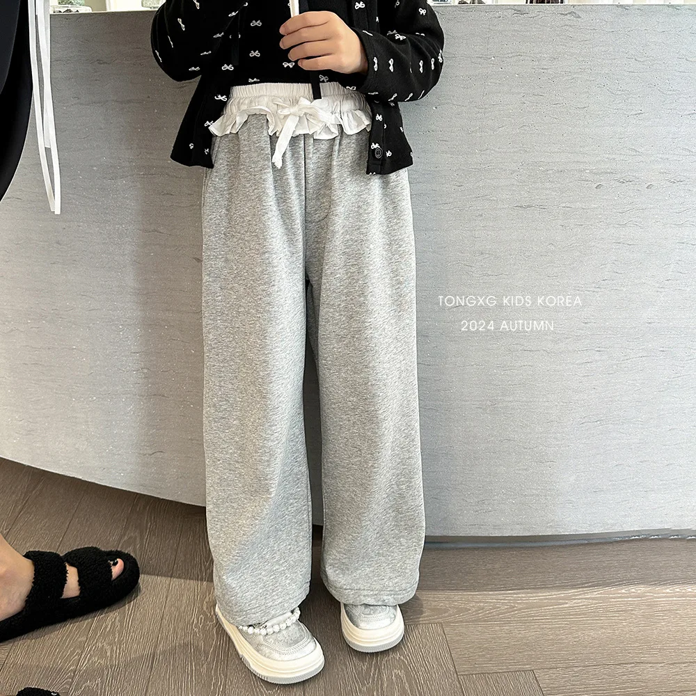 Girls Pants 2024 Autumn New Childrens Clothes Korean Style Baby Girls Relaxed Sports Pants Casual Simple Daily and Match