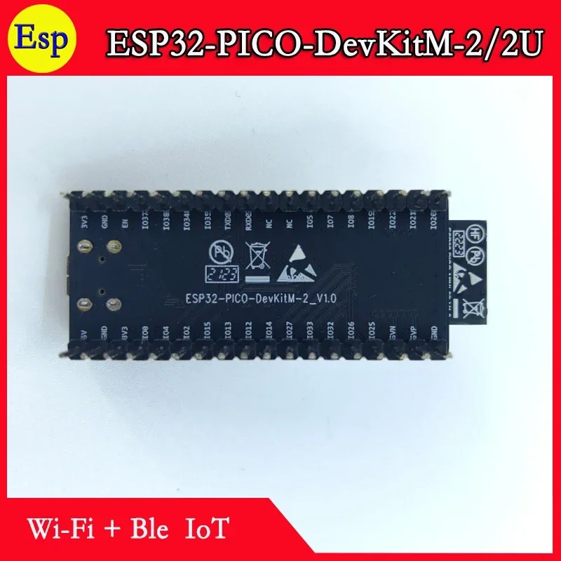 ESP32-PICO-DevKitM-2 ESP32 PICO DevKitM Espressif membawa ESP32-PICO-MINI-2 N8R2 atau ESP32-PICO-MINI-2U papan pengembangan wifi ble