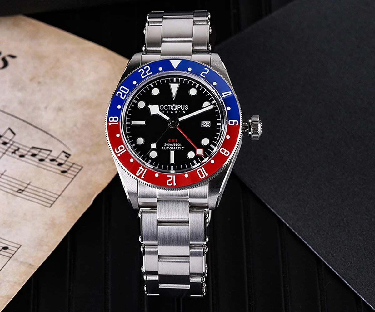 

Octopus Kraken 39mm Automatic Mechanical HangZhou6460 GMT Watch Stainless Steel Sport Watch Sapphire Luminous Waterproof