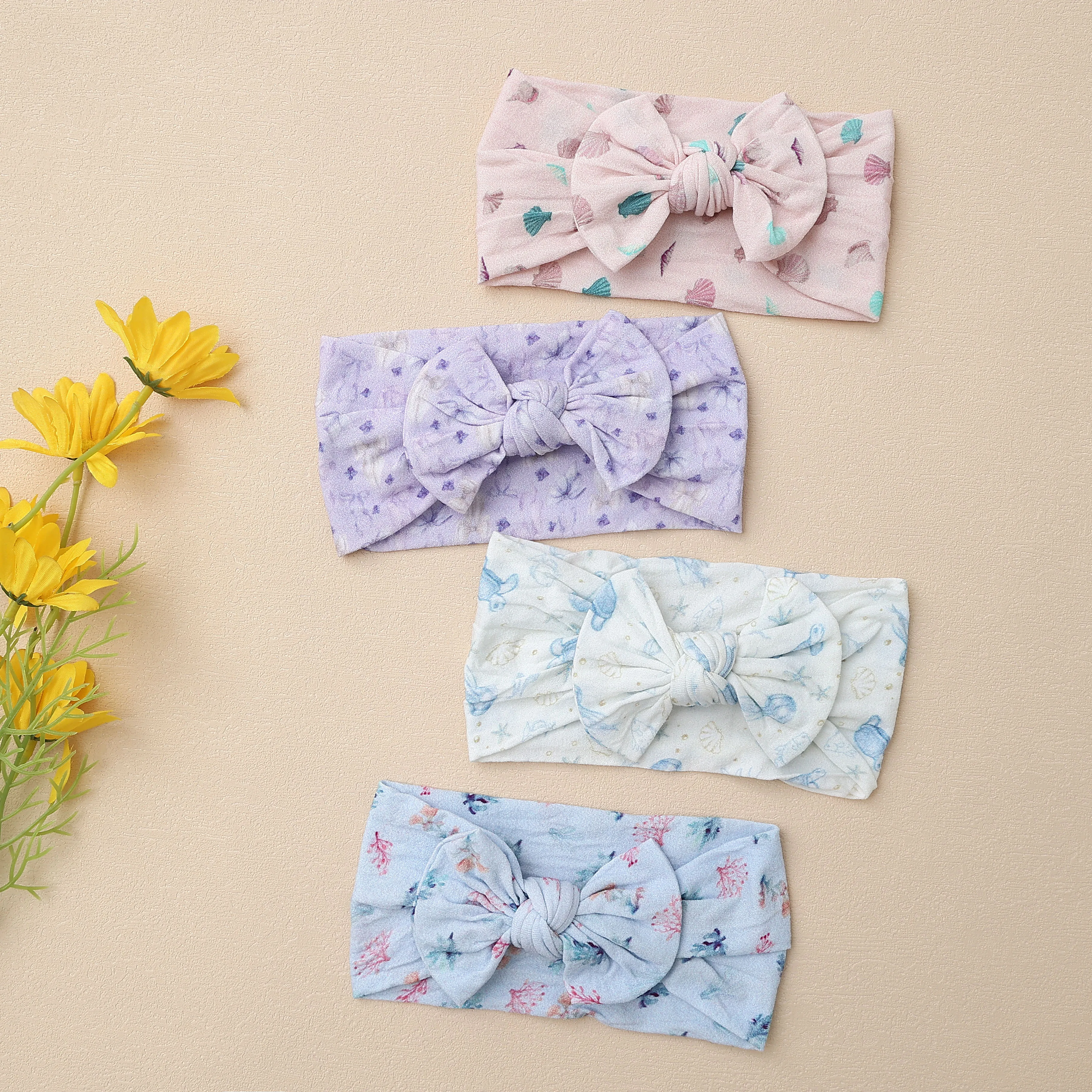 

Printing Bowknot Baby Headband Cute Girl Hair Accessories Newborn Nylon Elastic Floral Babies Turbans Baby Elastic Headwraps