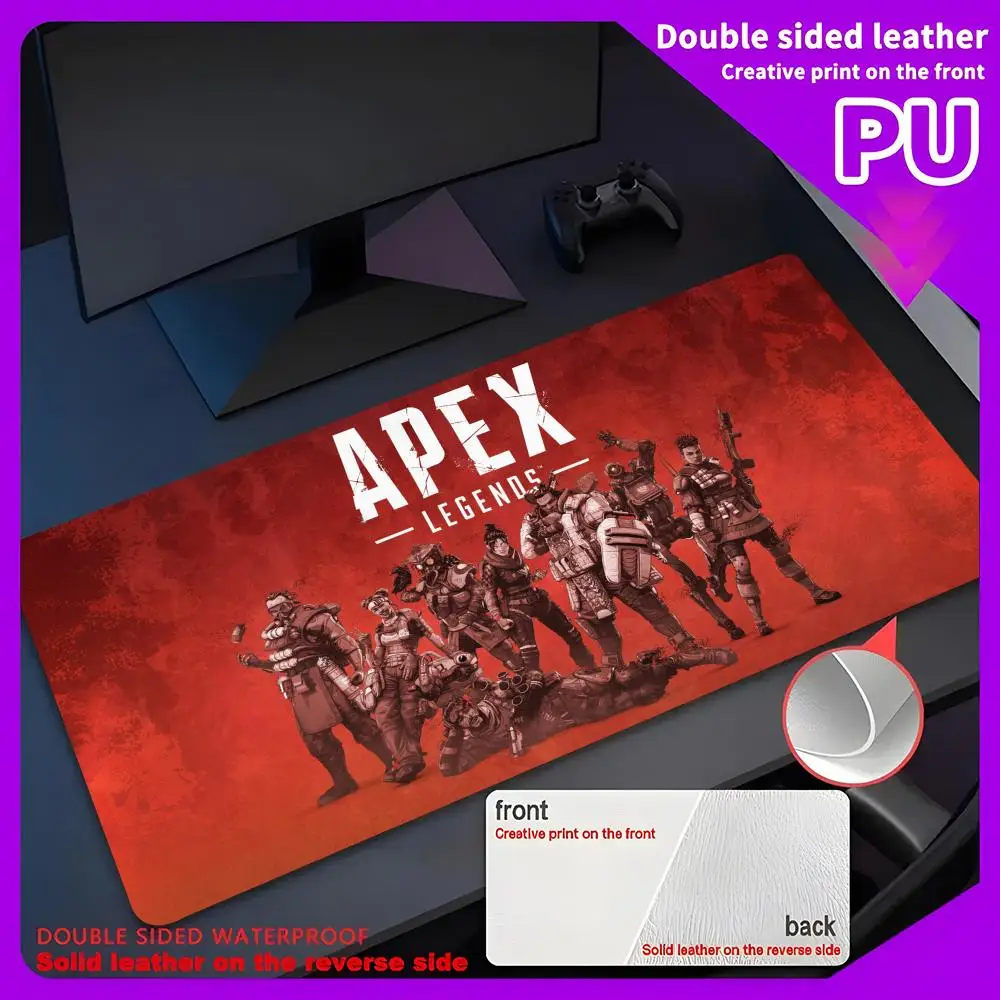 A-Apex L-Legends Mouse Pad PU Leather Desk Protector Mat Large Size geometric Office Waterproof 80x40cm XXL Desktop Mouse Mat