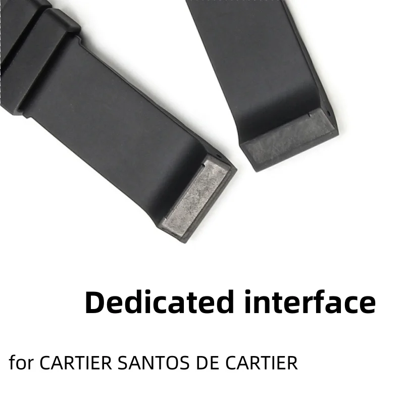 Silicone watch strap stainless steel fold Clasp watchband Dedicated interface for CARTIER SANTOS DE CARTIER 100