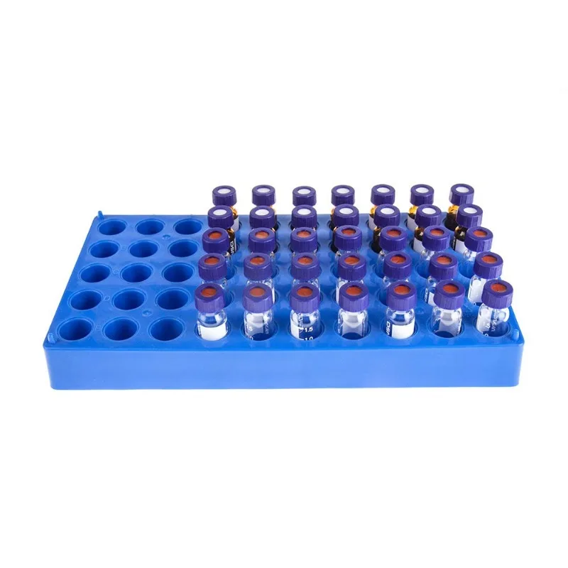 5 Packs Vial Rack,Single Blue Holds 50 Standard 12mm 2ml Vial, Plastic Centrifuge Tube Rack Holder