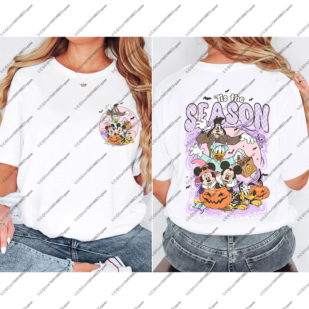 Niñas Halloween esqueleto familia Mickey Minnie regalo Y2k fiesta sudadera espeluznante Disney viaje camiseta Top ropa deportiva Casual
