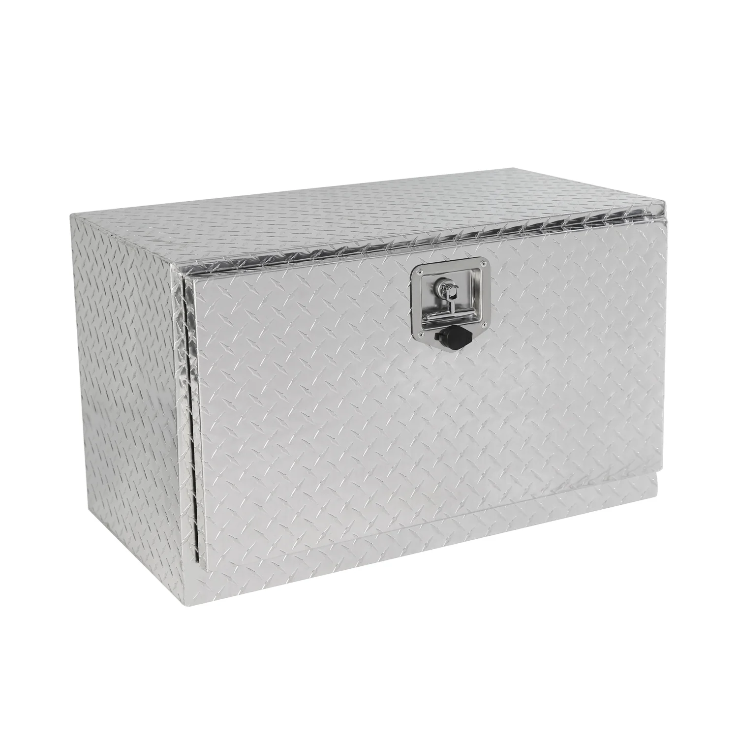 Caja de herramientas chapada en rayas de aluminio de 30 pulgadas, caja de herramientas para recoger camión, cama, remolque RV, organizador de almacenamiento cuadrado impermeable con cerradura y