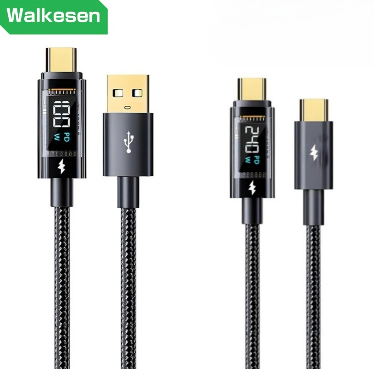 240W PD Super Fast Charging Cable USB to Type C Quick Charging Cord For Xiaomi iPhone Huawei Samsung Digital Display Quick Cable
