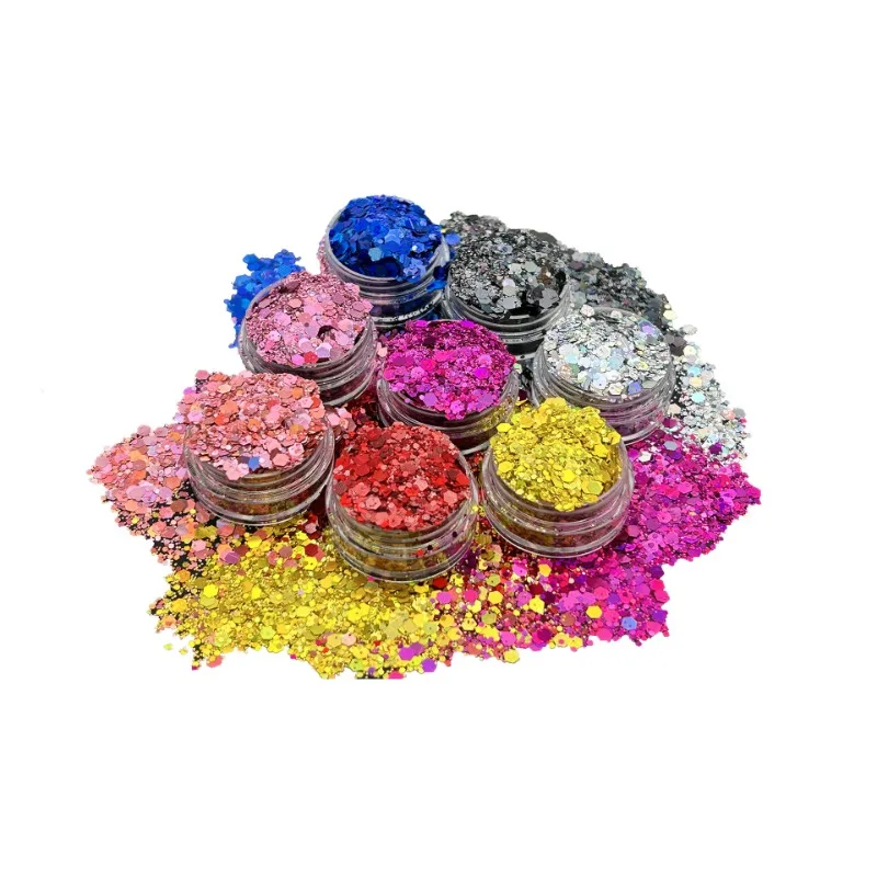 1000 g/worek Pryzmatyczny sześciokątny brokat do paznokci - wielokolorowe laserowe holograficzne płatki do hipnotyzującego zdobienia paznokci