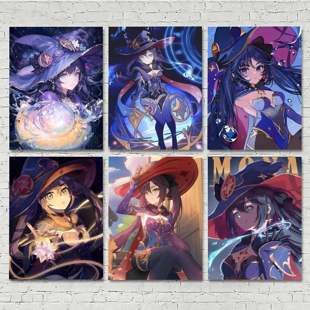 GAME Genshin Impact Accounts Mona Posters HD Print Vintage Wall Art Decor for Home Study Room