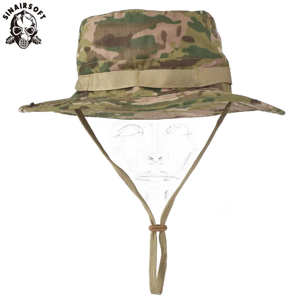 SINAIRSOFT Camouflage Tactical Cap Boonie Hat Caps Camo Men Outdoor Sports Sun Bucket Cap Fishing Hiking Hunting Hats