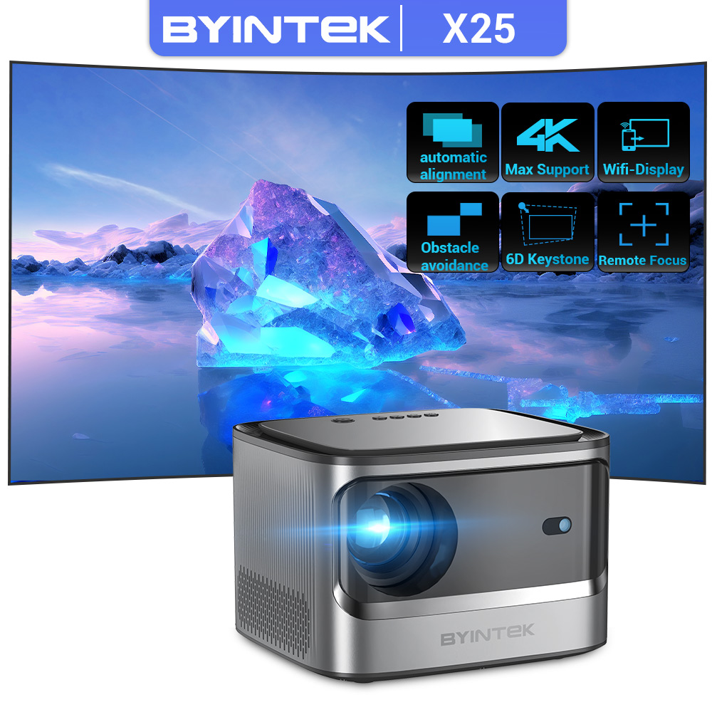  BYINTEK X25 Full HD Projector 1080P 4K Video 900Ansi  Auto Focus  WiFi Smart Android 9.0 LCD LED Video Home Theater Projectors 