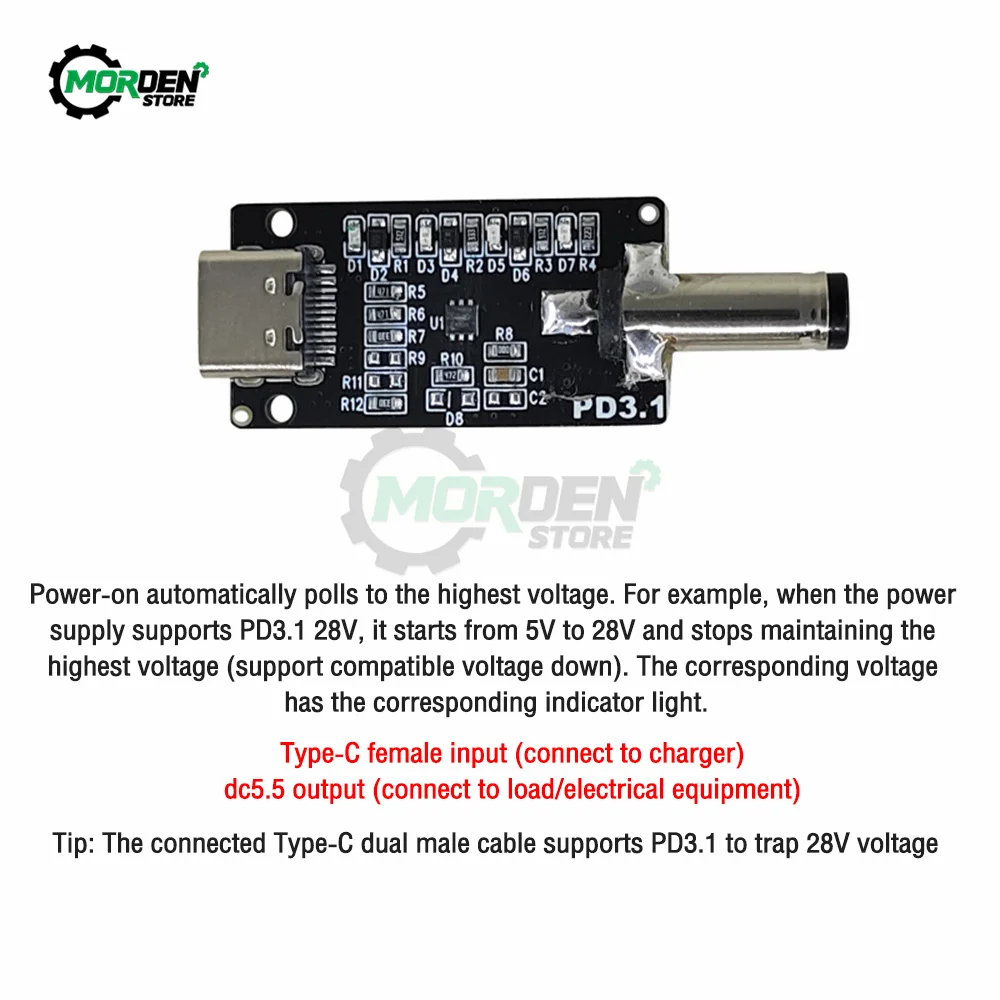 QC/PD 2.0 3.0 PD3.1 5V/12V/20V/28V type-c telefon komórkowy szybka ładowarka wabik tablica wyzwalacza Adapter Step Down Buck moduł Boost