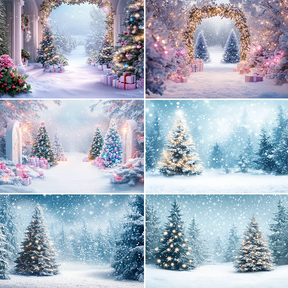 

Winter Pine Forest Snow Scenery Backgrounds Kids Adult Photography Props Child Baby Christmas Landscape Photo Studio Backdrops
