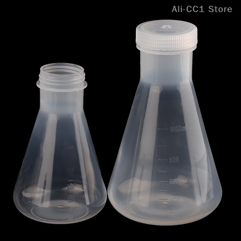 50ml To 1000ml Lab Plastic Erlenmeyer Flask Conical Container Bottle With Screw Cap For Laboratory Experiment