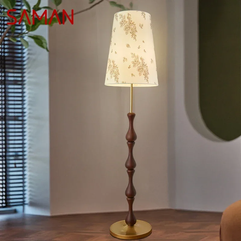 SAMAN Contemporary Floor Lamp Retro Art Bedroom Living Room Beside The Sofa LED Villa Hotel Decorative Standing Light