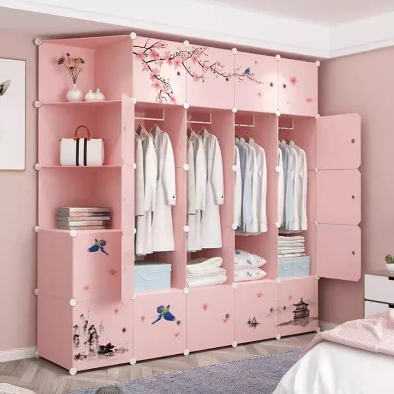 Plastic Storage Closet Clothes Partitions Fabric Jewelry Cupboard Mobiles Modular Shelves Wardrobe Cheap Armario Home Furniture