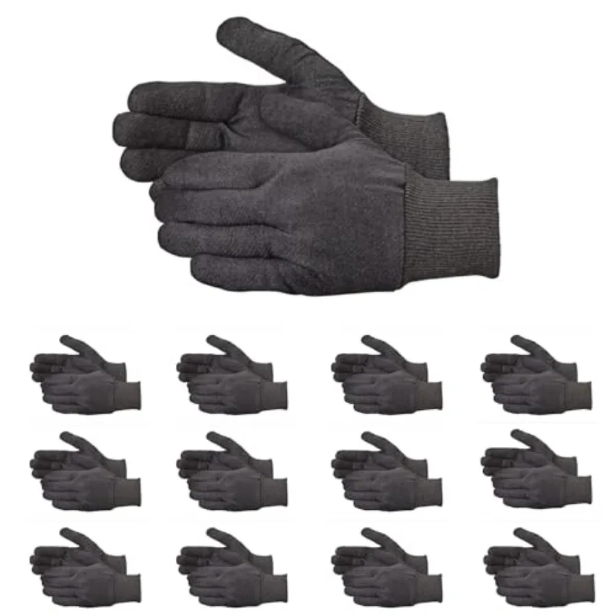12 Pairs Brown Jersey Versatile Work Gloves Lightweight, Durable, Comfortable