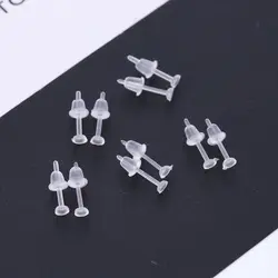 100 Set  Earrings Simple Plastic Clear Ear Pins Needle and Resin Earring Backs DIY Earrings Accessories