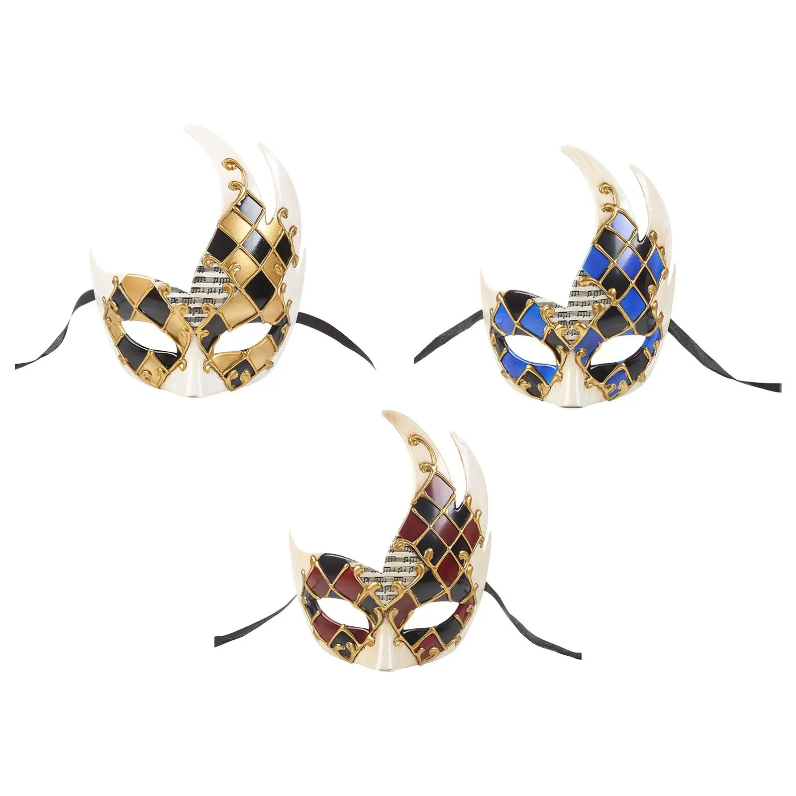 Masquerade Mask Mardi Gras Mask Checkered Mask for Women Eye Mask Cosplay Mask for Party Fancy Dress Stage Performance Show