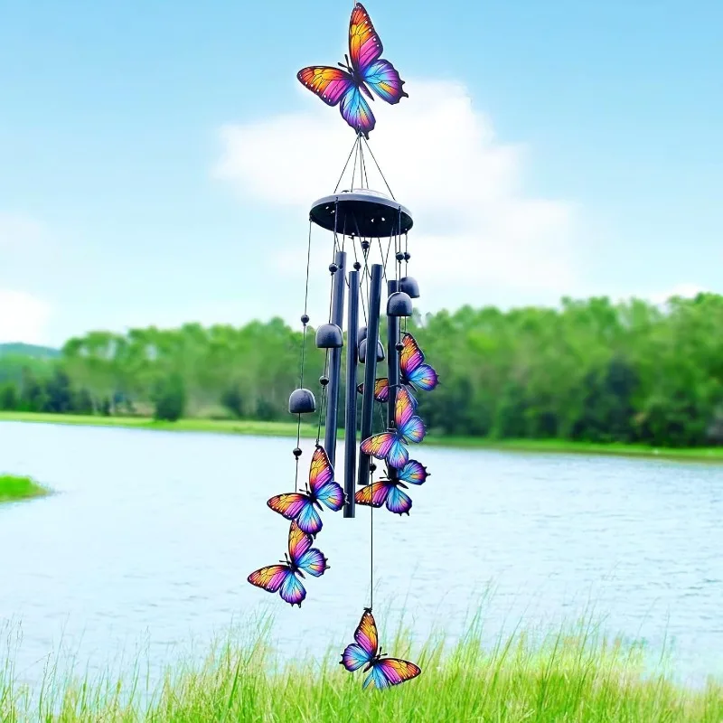 Hummingbird Metal Wind Chime Painted Hanging Decor Home Courtyard Garden Balcony Spring Decoration Craft Gift