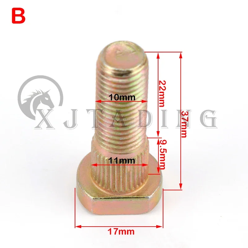 Parafusos de roda estriados de aço m10x1.25 10.9, parafusos de aro de cubo resistentes, substituição universal para atv utv go kart buggy quad, 4 unidades