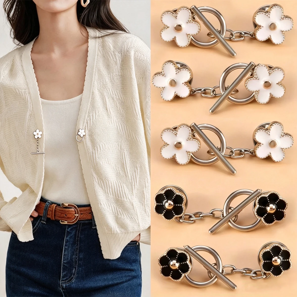 1/2/4/8Sets Metal OT Button Up Clothes With No Sewing, Mother Button Up,Coat, Sweater, Cardigan,Women's Decorative Brooch Button