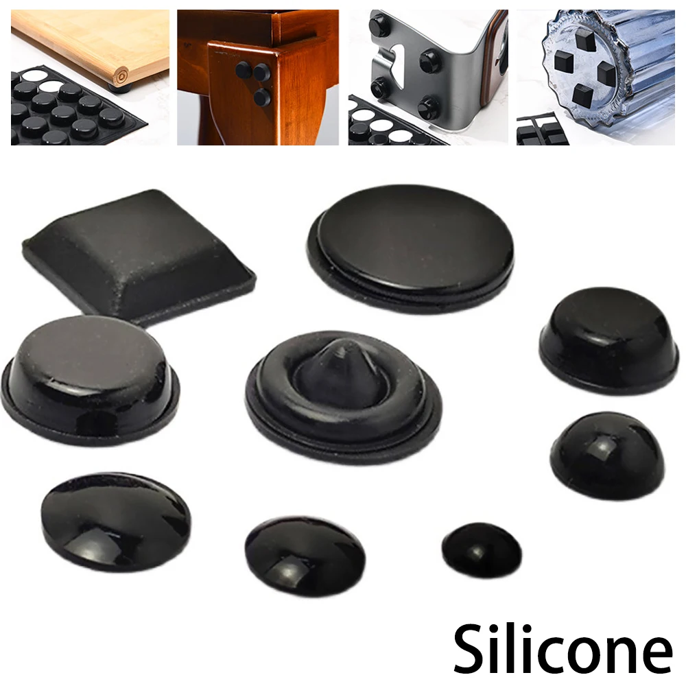 

Black Rubber Bumper Feet, Self-Adhesive Transparent Pads for Furniture, Cabinet Door Silicone Buffer Stopper