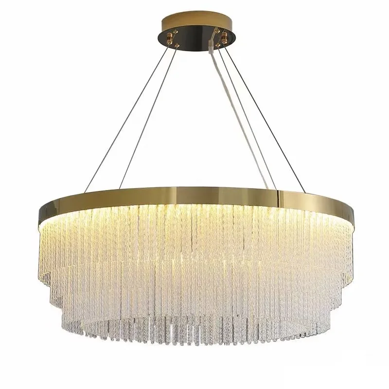 

Modern Gold Luster Crystal Chandelier, Home Decor & Lighting For Living Room Dining Room Bedroom, Round/Oval Ceiling Chandelier
