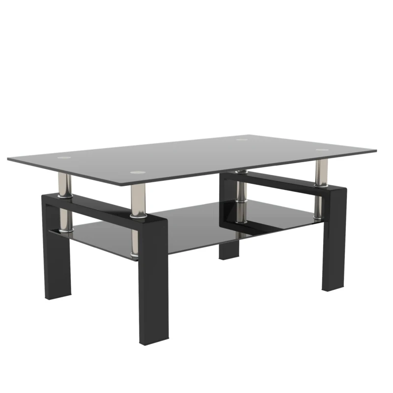 

Rectangle Black Glass Coffee Table Clear Coffee Table Modern Side Center Tables For Living Room Living Room Furniture