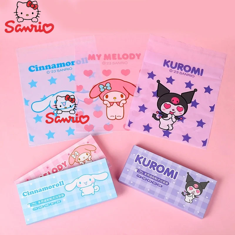 

30Pcs Sanrio Self-Adhesive Garbage Bag Cartoon Melody Cinnamoroll Kuromi Desktop Trash Bag Car Garbage Bag Accessories Gifts