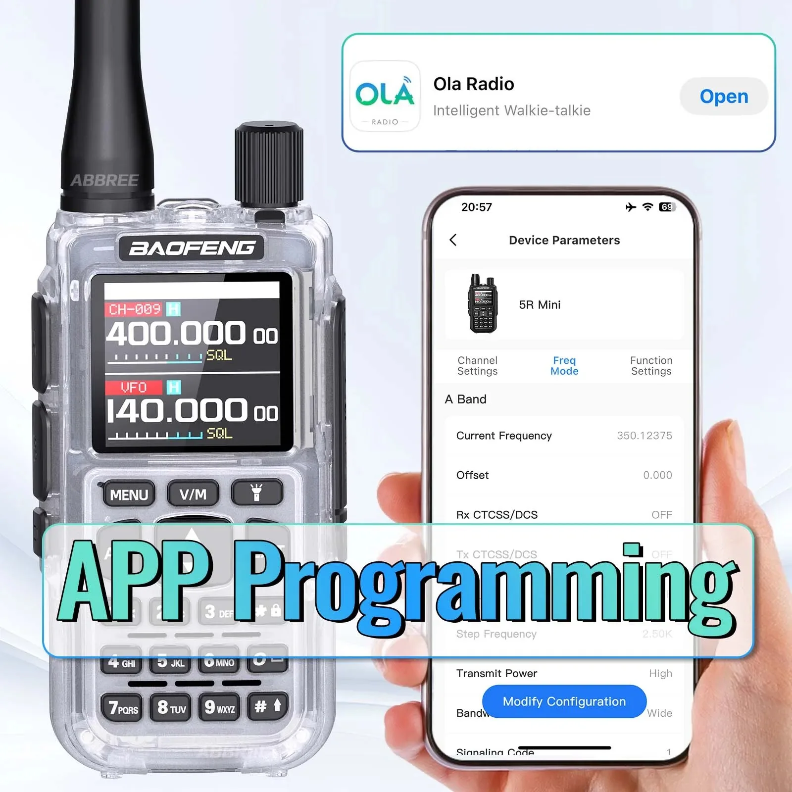2PCS BAOFENG Mini 5 Dual PTT Walkie Talkie Bluetooth APP Programming AM/FM NOAA TYPE-C Charger Upgrade UV-5R Mini Ham Radio