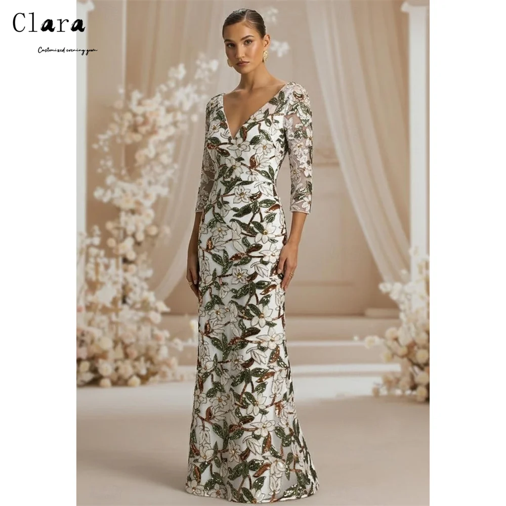 

Clara Custom V-neck Fishtail Lace Floor-length Evening Dresses 2026 Luxury Woman Elegant Evening Dress for Event Ball Gown Dress