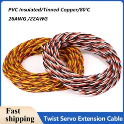 2 - 100m 26/22AWG Twisted Servo Extension Cable JR Futaba Twisted Wire Cord Lead for RC Model Accessories 30/60Cores Copper Wire