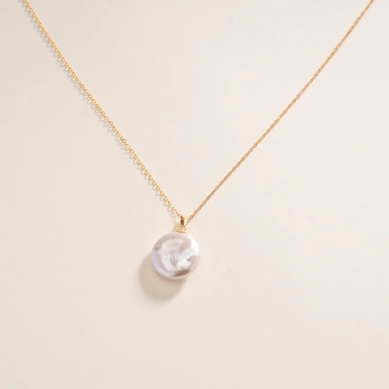 

Большое колье-подвеска из желтого золота 18 карат, изысканные ювелирные изделия au750, жемчужная подвеска в стиле барокко, позолоченная цепочка в комплекте, подарок на вечеринку для женщин D1001