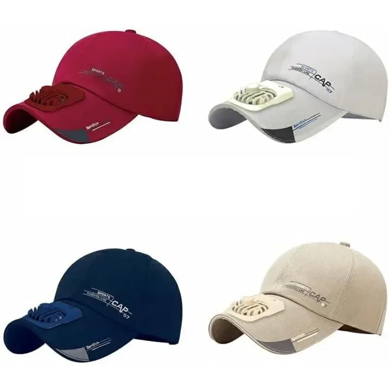 

USB Charging Cooling Fan Unisex Summer Baseball Outdoor Golf Sunscreen Letters Print 2 Speed Adjustable Peaked Hat Sunscreen Hat