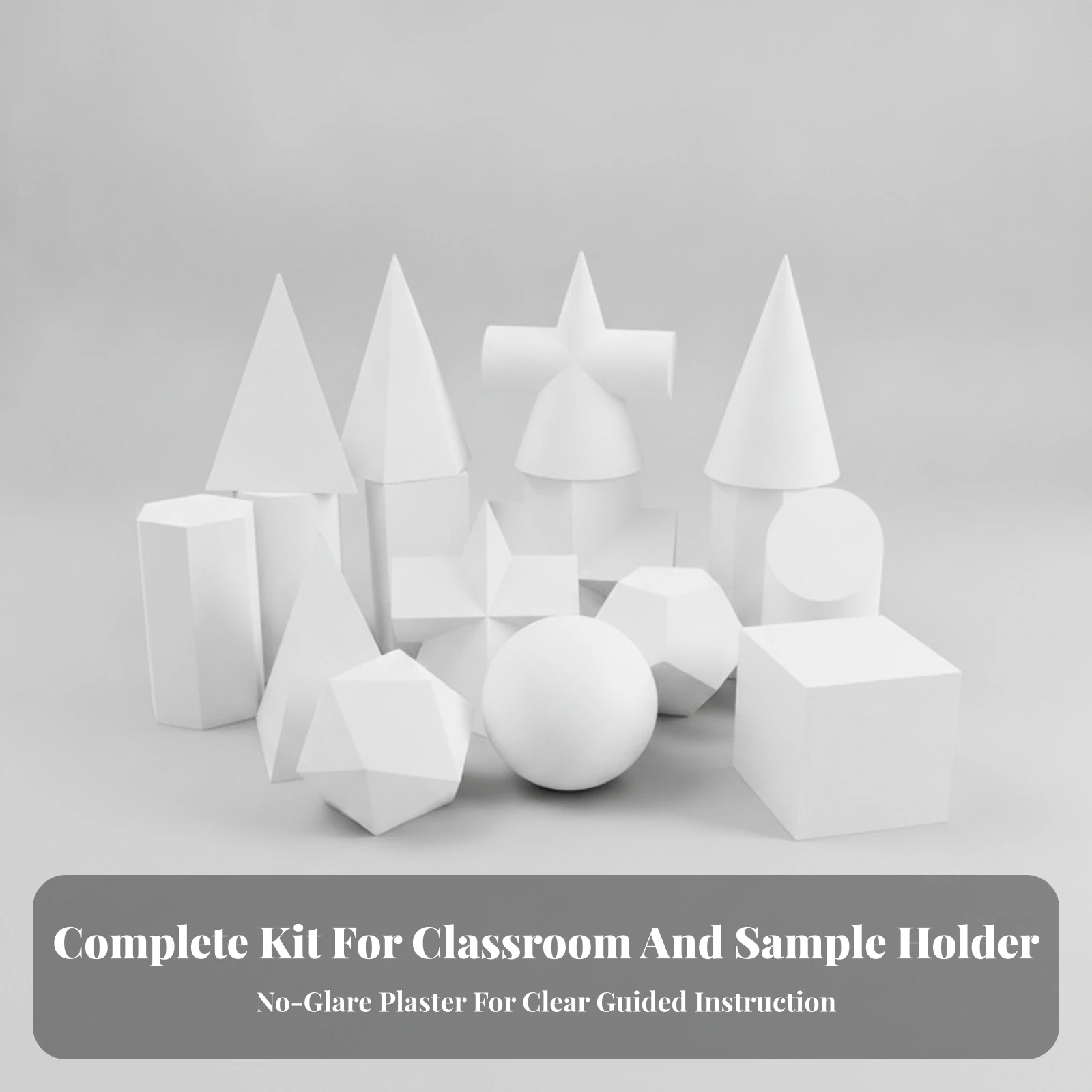 16 Pieces Plaster Study Models Gypsum Sketch Geometric Model Geometric Plaster Sculptures Faceted Still Life Models Matte
