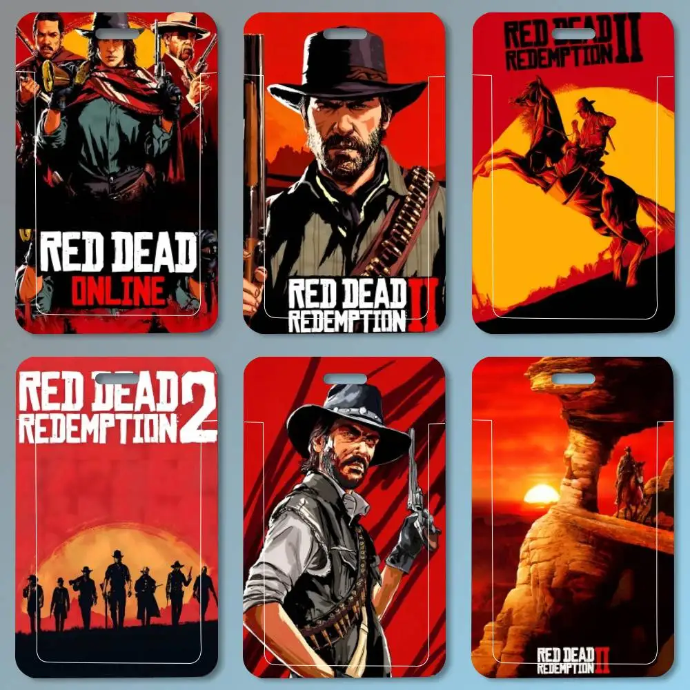 Porte-carte d'identité R-Red Dead Redemption 2 RDR2 avec cordon, pour femmes, hommes, permis de travail, étudiants, enfants, cartes de bus