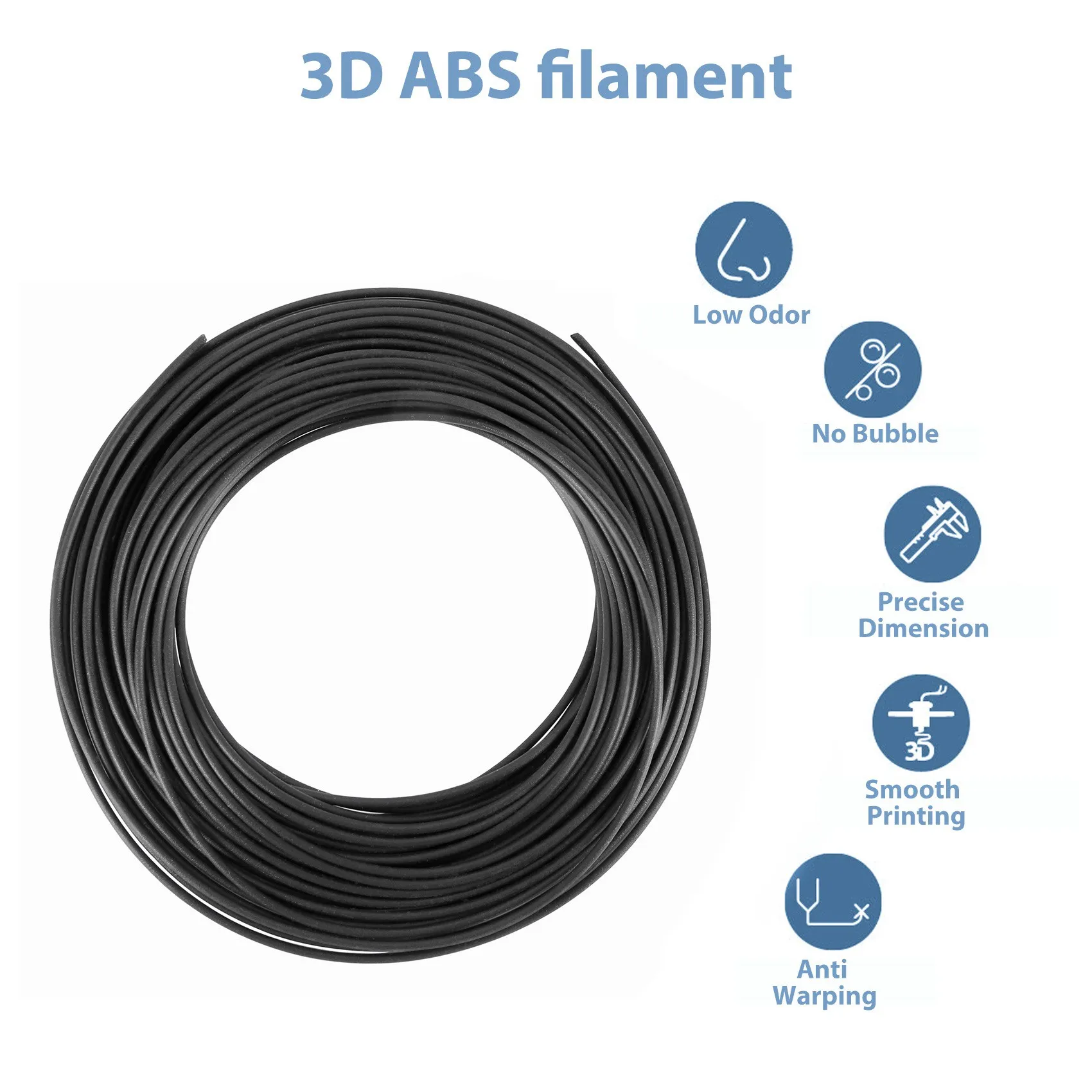 Filamento de impressora ABS 3D 1,75 mm de 10M para impressoras de caneta 3D Scribble - preto