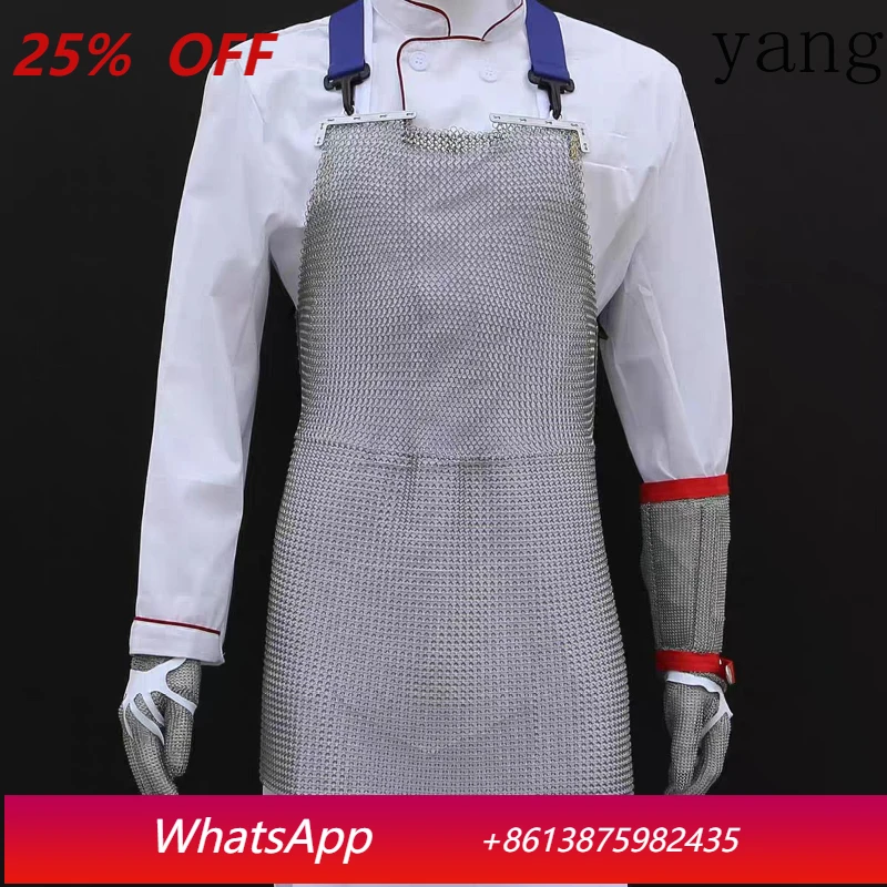 YJQ anti-cutting apron 316L stainless steel apron body protection slaughterhouse sewing glass factory