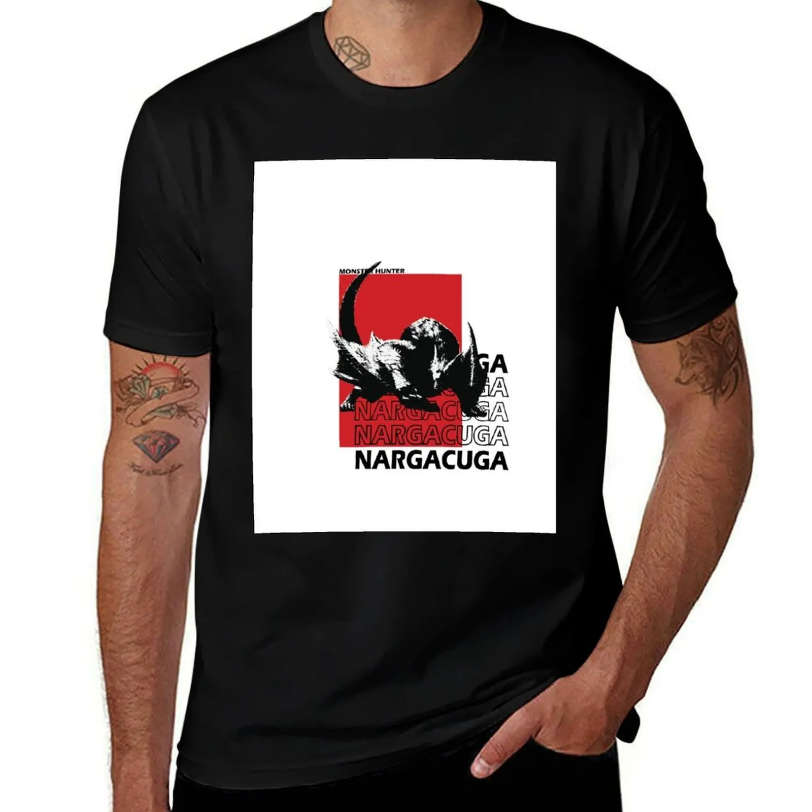 

Black And White Nargacuga T-Shirt custom shirt T-shirts oversize fitted t shirts for men