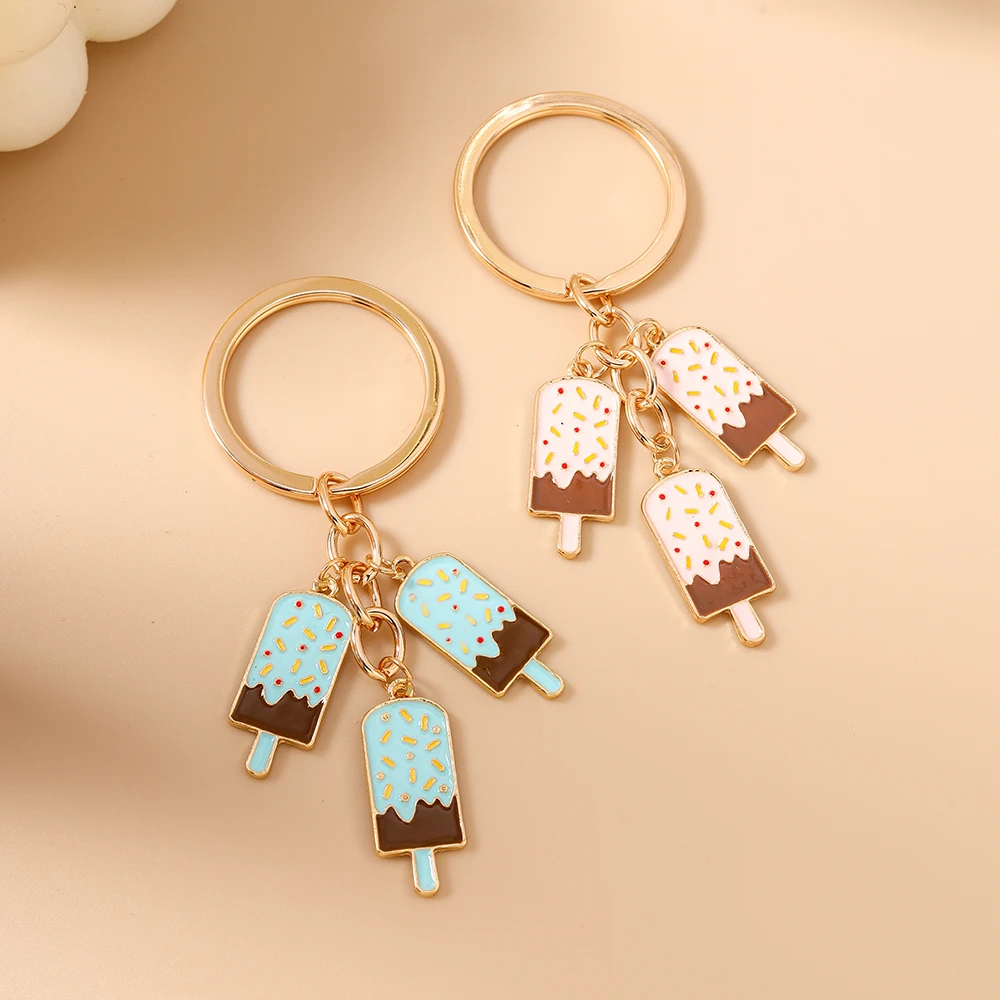 

Fashion Ice Cream Keychain Simulation Food Key Ring Pendants for Women Girls Handbag Decor DIY Key Chain Jewelry Gifts