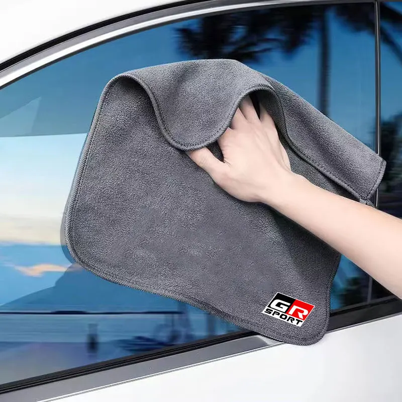 Soft Car Wash Coral Fleece Cleaning Drying Towel For Toyota GR Sport Gazoo Racing Yaris 86 Corolla Hilux Supra C-HR Accessories